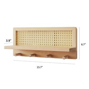 Stile giapponese in legno massello in Rattan a doppio livello di stoccaggio con tessuto a parete portachiavi per giornali e riviste in dormitorio - Product Image 4