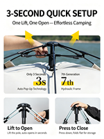 Tente de camping familiale à ouverture automatique en 3 secondes, tente cabine spacieuse à double porte, protection UV avec revêtement argenté, imperméable et résistante au vent