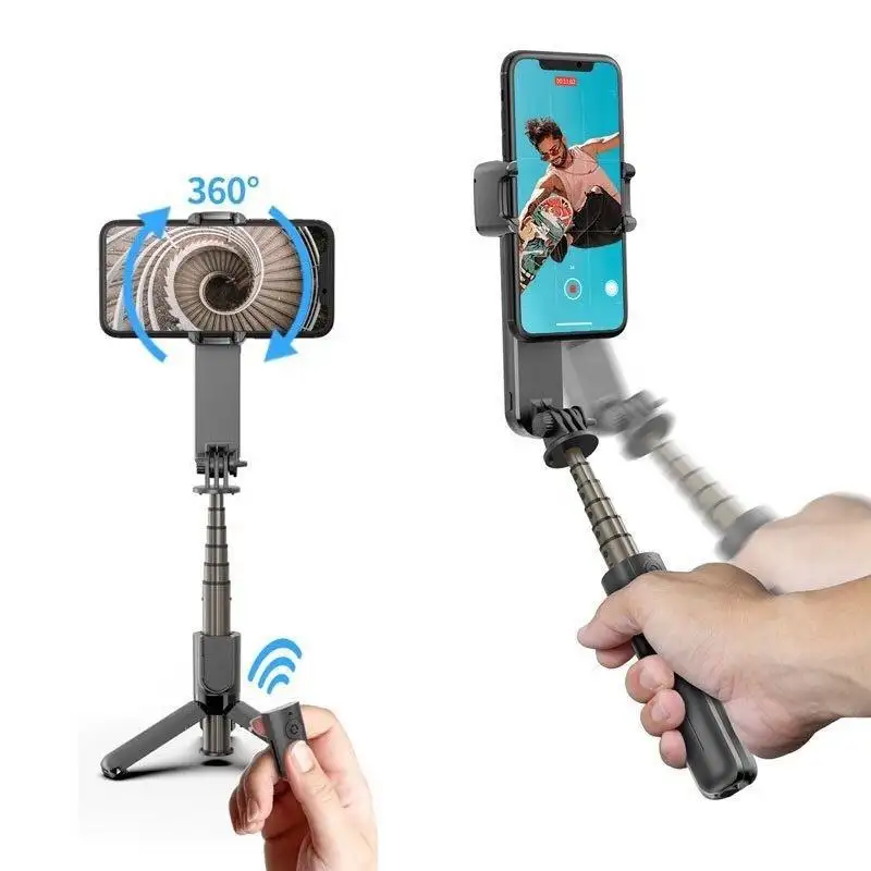 Penstabil ponsel Ptz, Ptz cahaya pengisi stik Selfie tahan guncangan braket keseimbangan Tripod foto