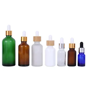 Wholesale frosted clear blue black gold white glass dropper bottle 15 ml 1 ounce 2oz cosmetic dropper perfume bottles