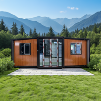 Maison conteneur de luxe en panneaux sandwich d'acier préfabriqués extensibles en bois, design moderne, respirante, installation rapide, hautement recommandée