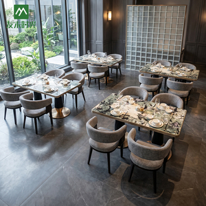 Meubles de restaurant commerciaux personnalisés, <span class=keywords><strong>chaises</strong></span> en bois massif et table à manger en marbre, solutions pour projets de restaurants d'hôtels haut de gamme - Product Image 3