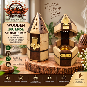 Boîte de rangement pour encens en bois faite à la main, ensemble brûleur de Bakhoor avec serrure métallique pour la décoration et l'arôme de la maison - Product Image 1
