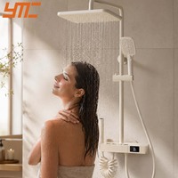 Système de douche mural chaud/froid de luxe avec affichage numérique et robinetterie piano pour salle de bain