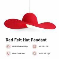 Lustre suspendu LED rouge 3500K blanc chaud en feutre PET, hauteur réglable, installation facile, luminaire de plafond pour maison et bureau, garantie 5 ans