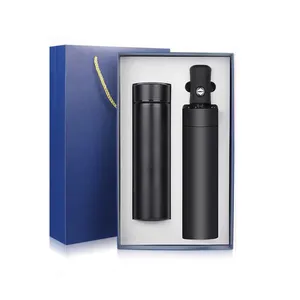 regenschirm kaffee Suppliers-Seaygift Abschluss firma Souvenirs Business Thermoskanne Flasche/Regenschirm Geschenkset Smart LED Wasser flaschen mit Geschenkbox-Sets