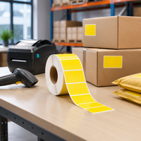 Rouleau d'étiquettes autocollantes rectangulaires jaunes personnalisées, thermiques directes, imperméables, à forte adhérence pour l'emballage alimentaire