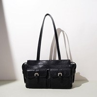 Tas Selempang Kulit Sapi Asli Logo Kustom Vintage Utilitas Multi Kantong Tas Kulit Wanita Grosir