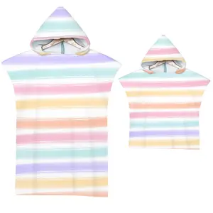 Striped Hooded Wearable Bath Towel Beach Towel Cape Seaside Change Bathrobe Printed Hooded Bath Towel