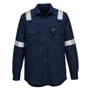 Hi-Vis Men's Industrial Breathable <b>Flame</b> Resistant FR Welding Work <b>Shirt</b> Level Protection 300-500C Heat Resistance Cotton - Product Image 1