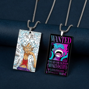 Collier pendentif en acier inoxydable avec impression couleur, 18 motifs d'anime Luffu Nami Zoro <span class=keywords><strong>Sanji</strong></span> <span class=keywords><strong>Wanted</strong></span> and Rewarded Order Card - Product Image 2
