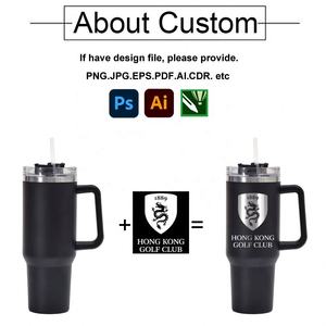 2024 vaso con logotipo personalizado de 40 Oz con asa de acero inoxidable de doble pared al vacío taza de Metal taza de café de viaje vaso de 40 Oz - Product Image 4