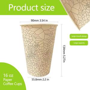 Gobelets à café jetables en papier SOPARO de 16 oz, style à paroi ondulée, avec couvercles, 50 gobelets, 50 couvercles, gobelets pour boissons chaudes et froides, pour le café, le thé, la restauration - Product Image 2