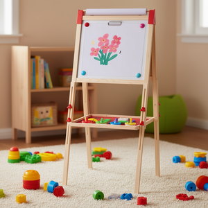 Pizarra Magnética de Madera de Doble Cara 3 en 1, Pizarra Blanca, Caballete de Arte para Niños, Material de Madera Multicolor - Product Image 2