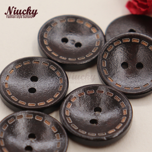Bán buôn nút gỗ tự nhiên cho áo khoác, 25mm 30mm màu nâu sẫm 2 lỗ may trên nút, nút gỗ bát - Product Image 4