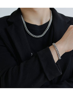 Collar de Cadena de Eslabones Pulidos de Acero Inoxidable Plateado Estilo Miami Cubano para Hombre, Varios Tamaños - Product Image 6