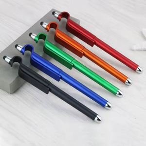 2 in 1 Phone Holder Capacitive Stylus Twist Metal <b>Ballpoint</b> <b>Pen</b> Hook Clip Stand Function Rotating Advertising Signature <b>Pen</b> - Product Image 2
