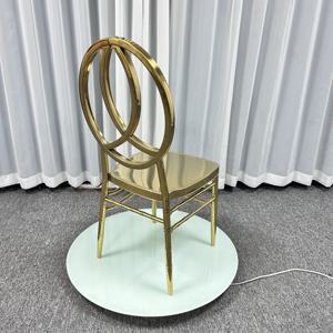 Chaises de banquet de mariage en fer doré brillant, durables, confortables, empilables, pour usage commercial, hôtelier et événements, prix d'usine - Product Image 3