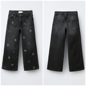 Jeans in Cotone per Ragazze Alla Moda di <span class=keywords><strong>Alta</strong></span> Qualità con Ricamo 3D a <span class=keywords><strong>Vita</strong></span> <span class=keywords><strong>Alta</strong></span> <span class=keywords><strong>Pantaloni</strong></span> a Gamba Larga per Bambine Più Grandi - Product Image 4