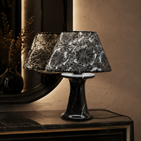 Lampe de table WeiVibe en marbre noir Marquina avec abat-jour en pierre assorti, lumière de chevet sculpturale E27 pour hôtel moderne et décoration intérieure
