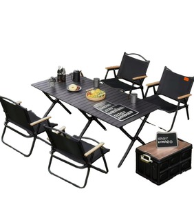 Juego de Mesa y Sillas Plegables de Aluminio y Acero para <span class=keywords><strong>Camping</strong></span>, <span class=keywords><strong>4</strong></span>, 6 y 8 Plazas, en Stock, Muebles de Exterior para Glamping, Alquiler, Venta al Por Mayor - Product Image 1