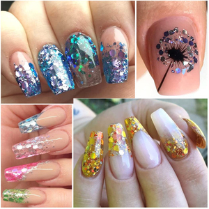 2 boîtes de 24 compartiments de paillettes holographiques hexagonales pour ongles, paillettes 3D irisées effet sirène pour nail art et loisirs créatifs - Product Image 2
