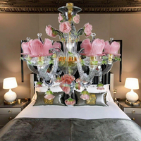 Lampe à fleurs en verre d'art rose blanc moderne fait à la main pour salon salle à manger chambre décoration douce Art rose chaud hauteur réglable