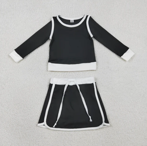 Nouvelle Arrivée Ensemble Coordonné Sœur 4 Couleurs Unies Décontracté Écologique Bébé Fille Haut Sans Manches Jupe Short Tenues de Yoga et Vêtements de Sport - Product Image 2