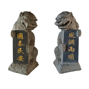 Jardín chino al aire libre piedra de granito verde Natural tallada talla grande Fu-Dog-estatuas Foo Dogs escultura gran León de Beijing - Product Image 5