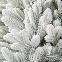 Sapin de Noël Artificiel Entièrement Floqué 1,8m 2,1m 2,4m, Effet Neige Abondante, Blanc, avec Support Métallique Robuste pour Événements Festifs
