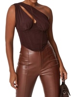 Haut court asymétrique sexy à découpes pour femme grande taille, idéal pour les soirées printanières et les clubs, vente en gros OEM