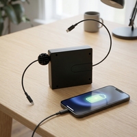Cable de Extensión Eléctrico Retráctil Mini con Resorte, 2 Metros, con Enchufe USB DYH-1816, Cable USB-C Retráctil