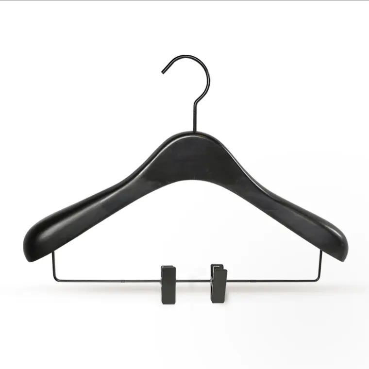 Luxury Black Color Big Coat Hanger with clips from Manufacturer Wholesale