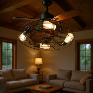 Ventilador de Techo LED Moderno Estilo Farmhouse de 20'' Negro de Perfil Bajo con 3 Aspas, Control Remoto y Motor Reversible para Sala de Estar - Product Image 2