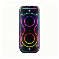 Enceinte de karaoké 60W avec double woofer de 6 pouces, lumière dynamique RGB en forme de 8, batterie rechargeable 7.4V 3600mAh, pour fêtes à domicile et en extérieur
