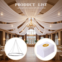 Kit de suspension au plafond 20 pieds pour rideau en fil avec anneau de suspension de 60 cm en acier inoxydable argenté pour décoration de mariage et événements
