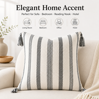 Housse de coussin carrée épaisse tissée avec pompons, logo personnalisé, faible MOQ
