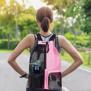Custom Mesh Polyester Gym <strong>Drawstring</strong> <strong>Backpack</strong> Men Women Wet Bag Pocket Net Mesh Beach Bag with logo Arena Swimming Mesh Bag - Product Image 4