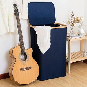 Laundry Basket With Lid Clothes <b>Hampers</b> for Laundry With Bamboo Handles - Product Image 5
