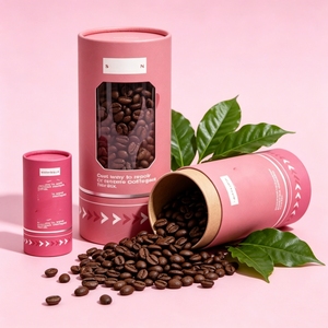 Recipiente Redondo de Papel Kraft Blanco Ecológico con Tapa de Plástico Sellada, Práctico Envase de Grado Alimenticio para Almacenamiento de Café y Té - Product Image 1