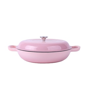 ChuiHua fabbrica rosa smalto ghisa casseruola poco profonda frutti di mare casseruola in ghisa con coperchio forno olandese - Product Image 3