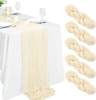 Chemin de Table Gaze de Coton Froissée Nude Rustique de 3 m pour Décoration d'Automne, Thanksgiving, Mariage, Baby Shower (Lot)