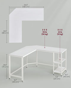 <span class=keywords><strong>Bureau</strong></span> <span class=keywords><strong>d</strong></span>'<span class=keywords><strong>angle</strong></span> en forme de L <span class=keywords><strong>VASAGLE</strong></span>, mobilier de <span class=keywords><strong>bureau</strong></span>, table pour ordinateur de <span class=keywords><strong>bureau</strong></span> avec 2 étagères de rangement - Product Image 6