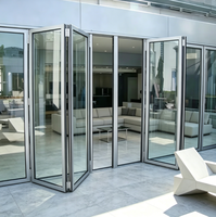 Porte pliante en aluminium, cadre en alliage d'aluminium, portes pliantes sur mesure, porte coulissante en verre pour patio extérieur, porte pliante en aluminium