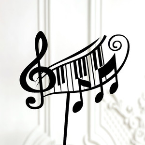 ท็อปเปอร์เค้กอะคริลิค รูปน้ำผึ้งและความหวาน ลายโน้ตดนตรี สีทองดำ ของตกแต่งเค้ก อุปกรณ์จัดงานปาร์ตี้ - Product Image 4