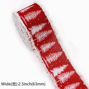 Cinta Decorativa Navideña EMagic con Borde de Alambre, 2.5 Pulgadas, Diseño de Bastones de Caramelo, Bayas de Acebo y Yute, para Envolver Regalos y Decorar el Árbol de Navidad - Product Image 6