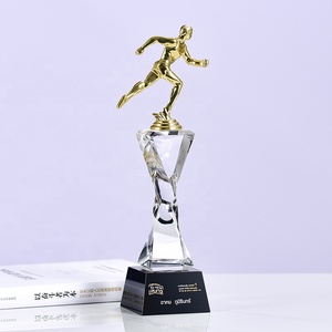 Kristallen Trofee Marathon Race Metal Runner Award Zwarte Basis Voor Kampioen/1e/2e/3e Runner-Up Glazen Sportbeker - Product Image 2