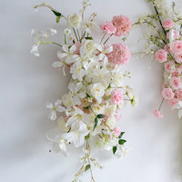 Boule de fleurs artificielles en soie rose, arrangement floral, arche de fond, faite à la main, durable, pour décoration de mariage et photographie en extérieur