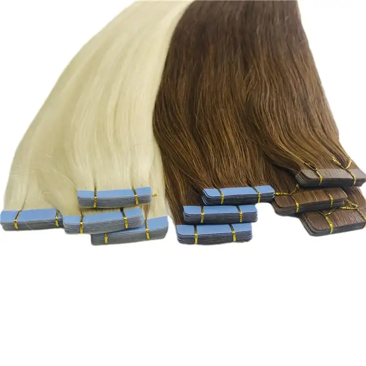 Russian Remy Hair Tape Extensions Silky Straight Wave and Natural Wave Styles Dyed and Bleached Human Hair