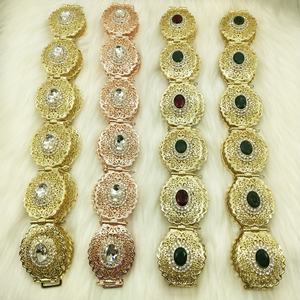 Robe de mariée ethnique en plaqué or <span class=keywords><strong>pour</strong></span> femme <span class=keywords><strong>caftan</strong></span> Abaya style marocain <span class=keywords><strong>caftan</strong></span> avec <span class=keywords><strong>ceinture</strong></span> en pierre verte rouge chaîne de taille en métal bijoux - Product Image 1